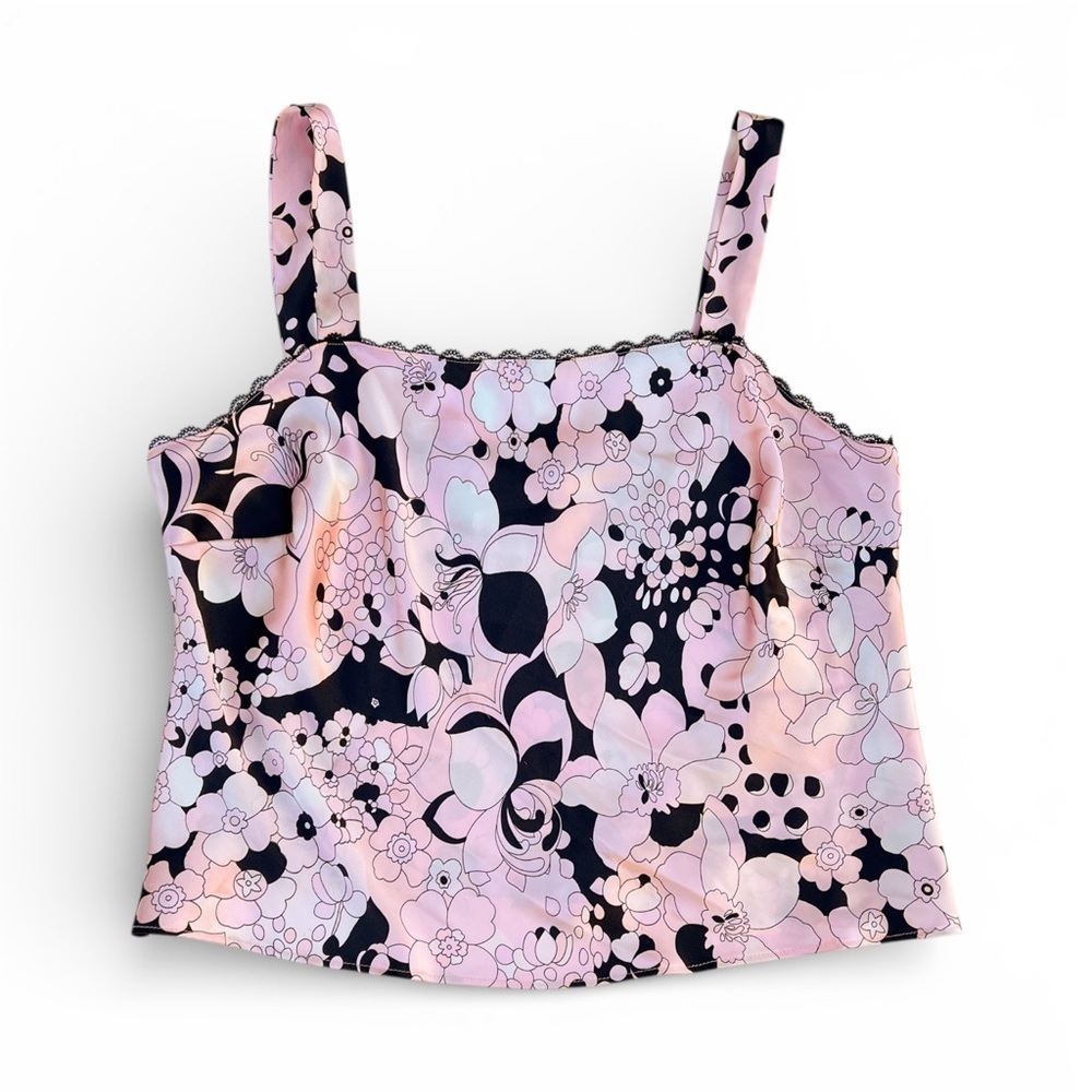 Studio I Pink and Black Floral Top